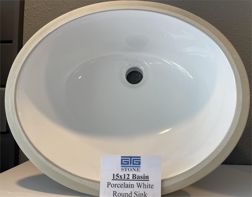Porcelain White Bathroom Oval Sink 15x12